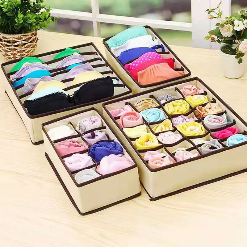 

Drawer Divider Foldable Fabric Closet Organizer Underware Bra Organizer Storage Box Clothing Fits Under Bed Drawer Closet