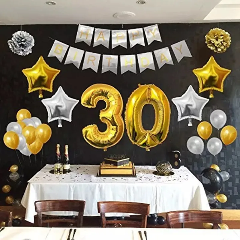 Воздушные шары с надписью Happy Birthday украшение для дня рождения 2019 | Дом и сад