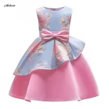 Melario/платье для девочек; Новинка; сезон весна-лето; детское платье для девочек; платье принцессы с необычным принтом; модные От 3 до 8 лет с бантом; Детские вечерние платья