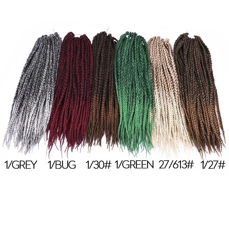 Ombre Synthtic Black Green 18 Inch Micro Crochet BOX Braids Hair Extension 24 Roots hair Braiding for Black Women by Silike