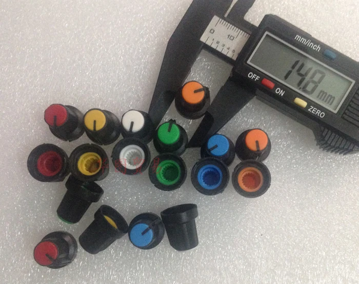 50pcs plastic knob potentiometer cap switch button / encoder cap shaft hole / audio volume mixer knob cap