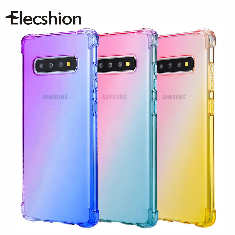 Luxury Shockproof Case For Samsung Galaxy S8 S9 S10 Plus S10E Rainbow Gradient Airbag Soft TPU Note 8 M10 Cover |
