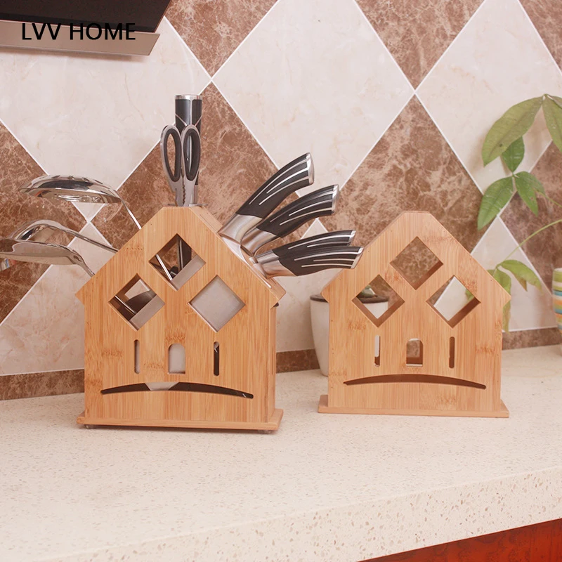 

LVV HOME wooden kitchen knife storage rack/ventilation knife seat scoop rack household storage ppliance