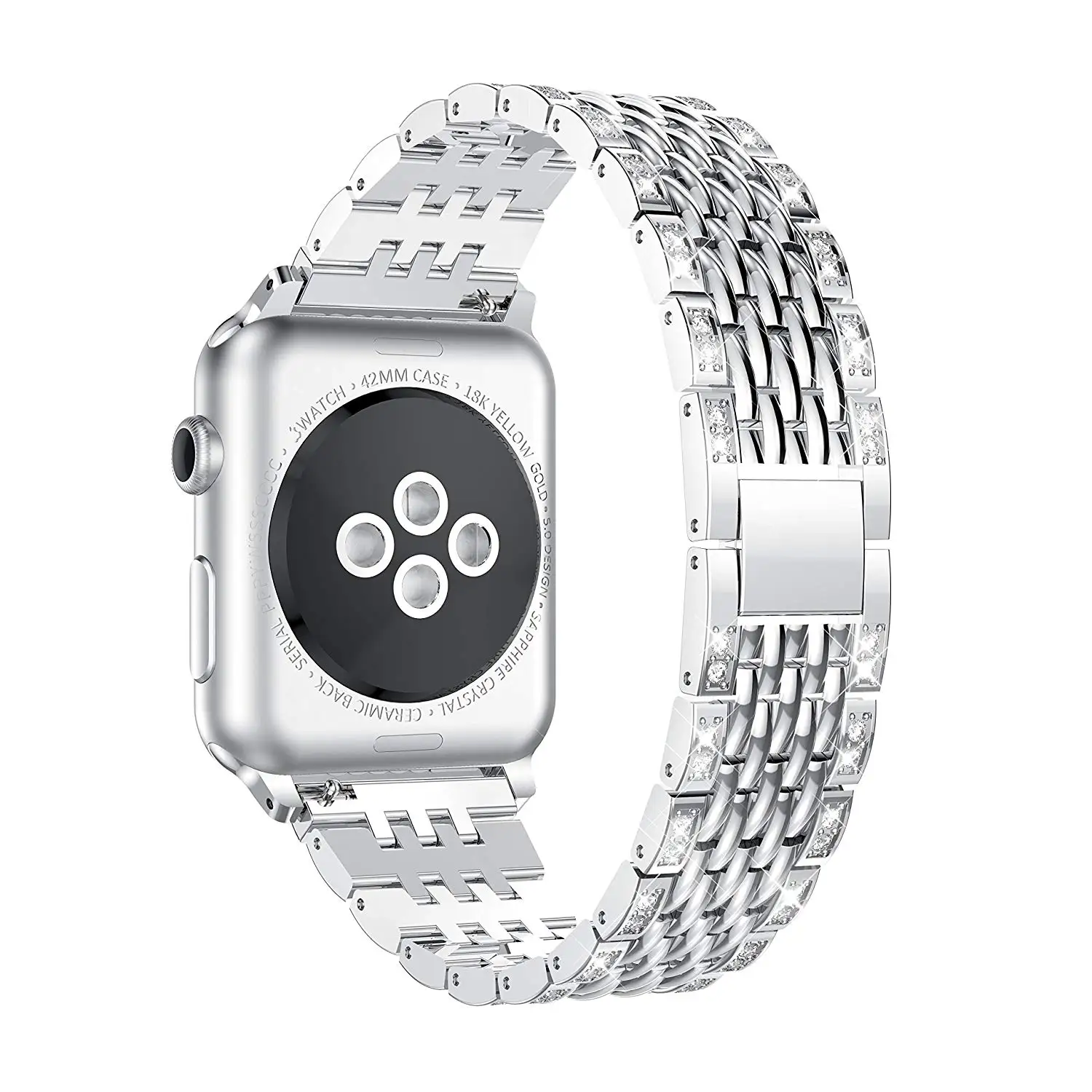 Наручных часов Apple Watch, версии, Нержавеющая сталь металлический браслет ремешок с Стразы для наручных часов Iwatch серии 5 4 3 2 1 Для женщин человек алмазы полосы