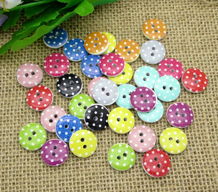 

50Pcs Mixed Wood Round Dot Sewing Buttons For Clothes Scrapbooking Decorative Wooden Botones Craft Needlework DIY Accessories