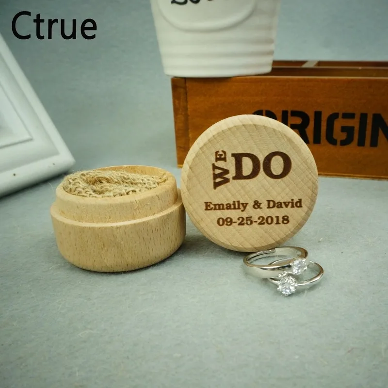 

Personalized WE DO Rustic Ring Bearer Box Custom Rustic Wedding Ring Bearer Pillow Box Engraved Wooden Ring Name Date Box