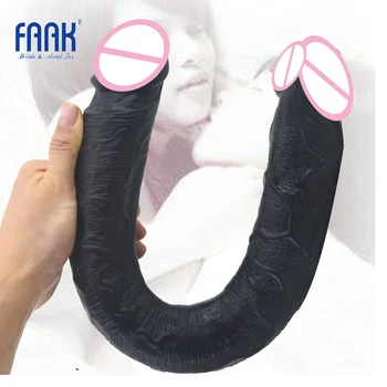 FAAK 18.1 inch long dildo double glans penis realistic dick sex toys for women lesbian Vagina & Anal Double Stimulation sex shop 1