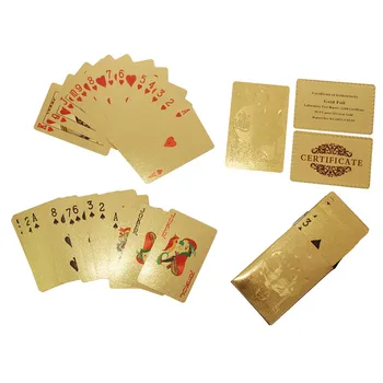 

Luxury Waterproof 24K Gold Foil Plated Durable Poker Premium Matte Plastic Board Games Playing Cards Entertainment Supplies