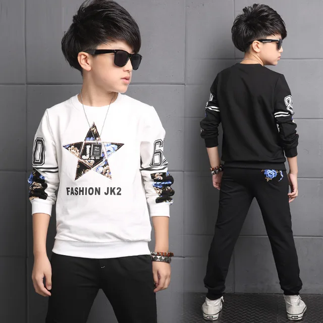 Best price at $146 Cheap Children Boys Clothing Set lovely star Patterned Long Sleeve Boys Outdoor Suit Autumn Fashion Kids Boys Set For 4- 12 Years