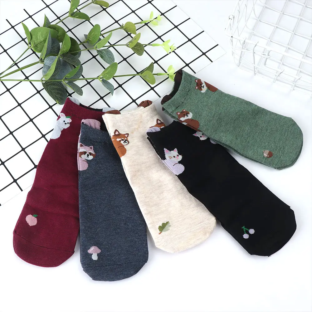 

1Pair Lovely Animal Design Women Cotton Sock Casual Sock Spring Summer Short Breathable Cartoon Kawaii Elegant Lovely Sock