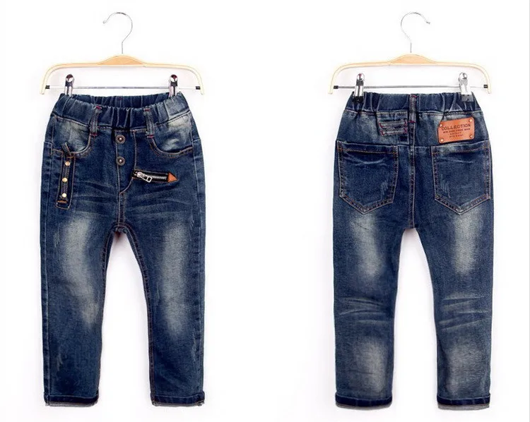 Коллекция года, модные джинсы для мальчиков на весну и осень, джинсовые брюки для детей возрастом от 2 до 15 лет Детские темно-синие дизайнерские штаны HC618