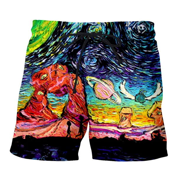 Прямая поставка, мужские летние повседневные шорты, модные мужские пляжные шорты с 3D принтом Рик и Морти, свободные штаны с завязками - Цвет: color as picture