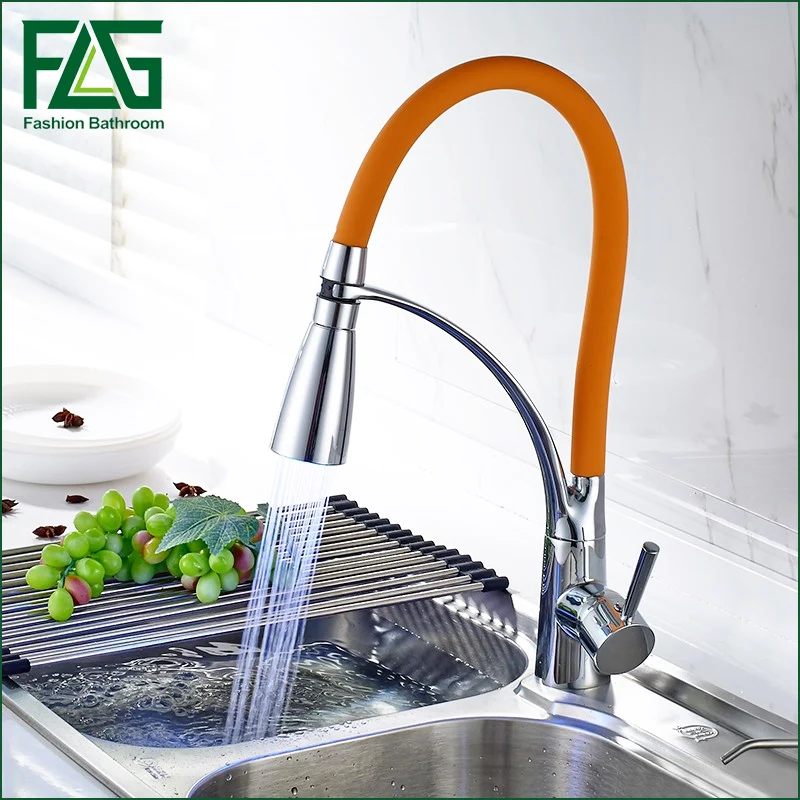 LED Swivel Spout Kitchen Sink Faucet Pull Out Hand Spray One Hole Mixer Tap Kitchen Faucet