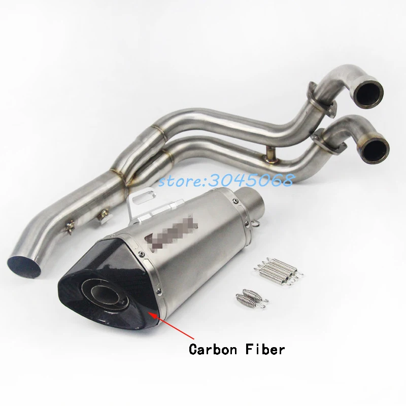 

Modified Motorcycle Full System Laser Marking Exhaust Carbon Fiber Muffler Middle Front Link Pipe For MT07 MT-07 FZ07 FZ-07