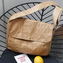 Корейская версия ретро почтальона сумка на плечо модная старая моющаяся сумка-мессенджер простая сумка из крафт-бумаги