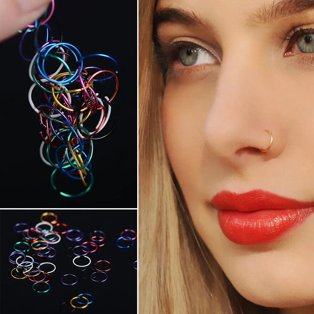 20 Surgical Steel Septum Nose Daith Ring Smiley Piercing Lip Nose Hoop