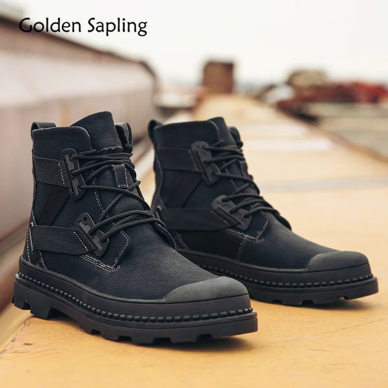 

Golden Sapling Tactical Boots Military Men Outdoor Shoes Waterproof Genuine Leather Sneakers Men Hunting Boot Men's Hiking Shoes