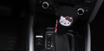 Мультфильм hello kitty Автомобильные подголовники подушки поясничная Подушка ремень безопасности авто чехол на руль Подарочный аксессуар для автомобиля для женщин и девочек - Цвет: Black Gear cover