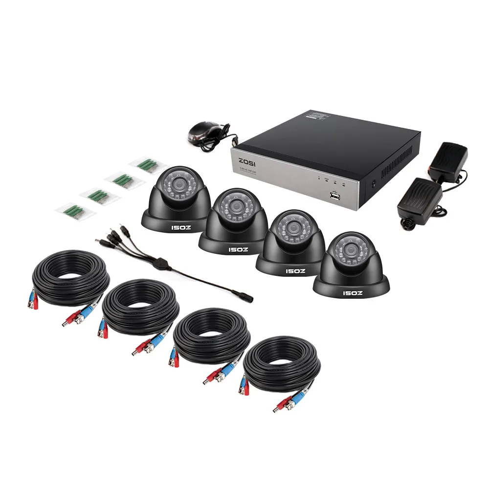 ZOSI HD TVI 720P DVR 8 канальный CCTV Системы видеонаблюдения комплект из 4 х предметов с 1280TVL