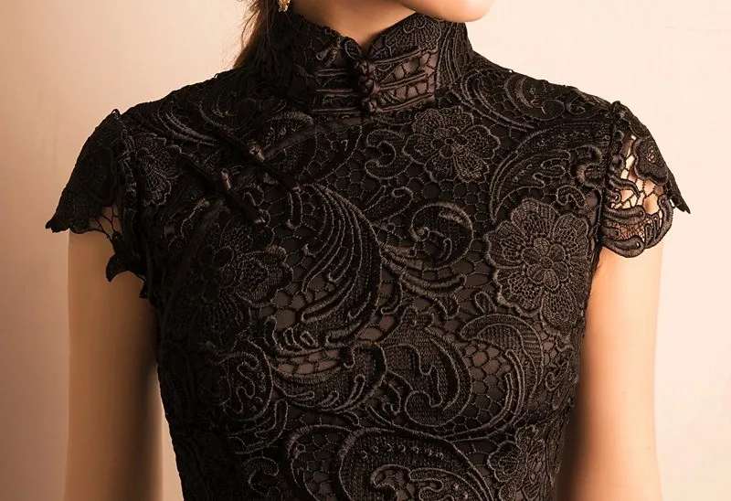 chinese shanghai white lace short cheongsam qipao chi pao dresses elegant plus size hot new (2)