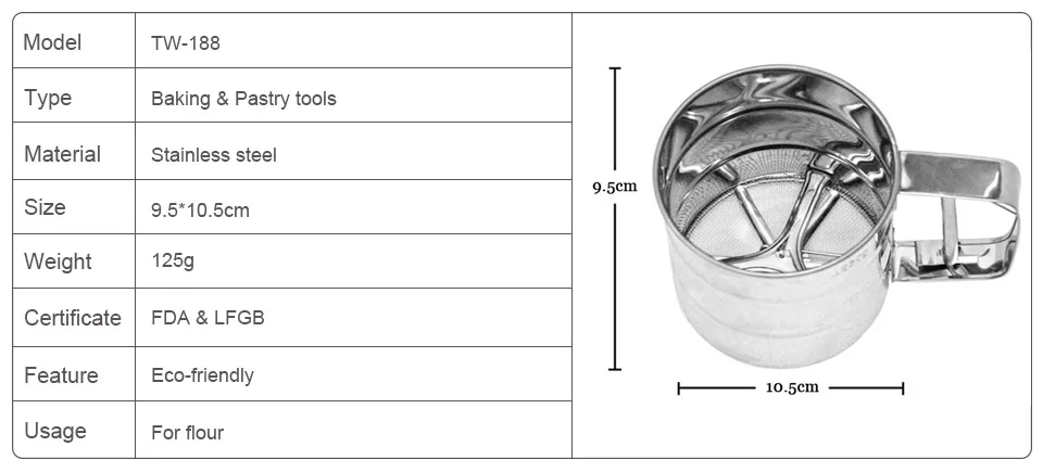 TEENRA 1 шт. нержавеющая сталь чашка-просеиватель Мука сито сетка порошок ручной чашки Mesg порошок торты набор Кондитерские инструменты