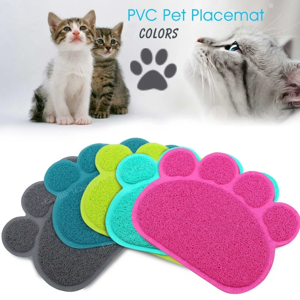 Use Lovely PVC Dog Paw Shape Cup Placemat Pet Puppy Cleaning Feeding