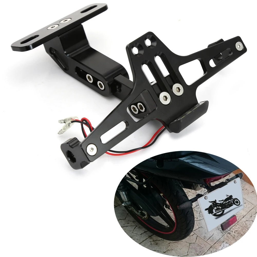 Universal Motorcycle Adjustable Angle Aluminum CNC License Number Plate