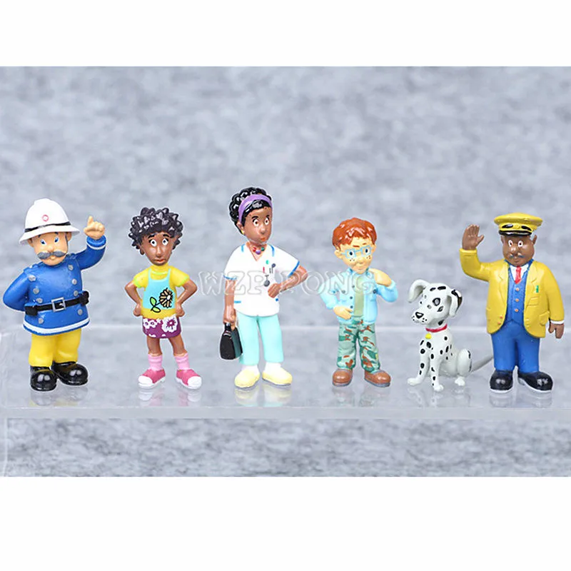12pcs/set 3-6 Cm Cute Cartoon Fireman Sam PVC Action Figures Doll Toys for Kids Toys Collection Model Decoration Christmas Gift