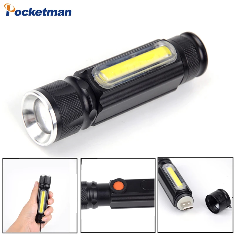 

USB Flashlight XML T6 Tactical Torch Magnet Camping Lamp rechargeable lantern Waterproof Zoom flash light 18650 battery z40
