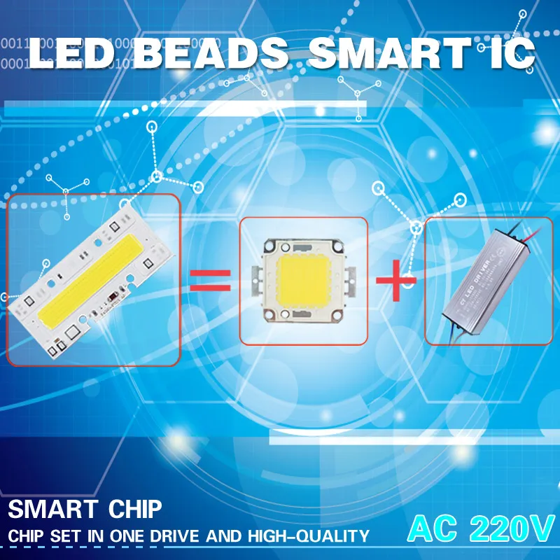 Светодиодный чип COB светодиодный светильник 30 Вт 50 Вт 70 Вт 100 Вт 150 Вт 220 В 110 В IP65 Smart IC подходит для DIY светодиодный прожектор холодный белый теплый белый