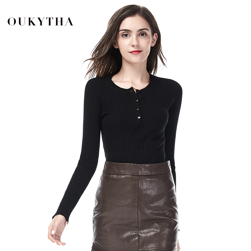 

Oukytha Autumn Winter Women Pullovers Sweater Knitted Elasticity Casual Jumper Fashion Slim Warm Female Render Sweaters Knitwear