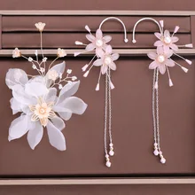 Модные свадебные украшения для головы для невесты свадебная корона цветочные жемчужные хрустальные аксессуары для волос шпилька украшения серьги наборы