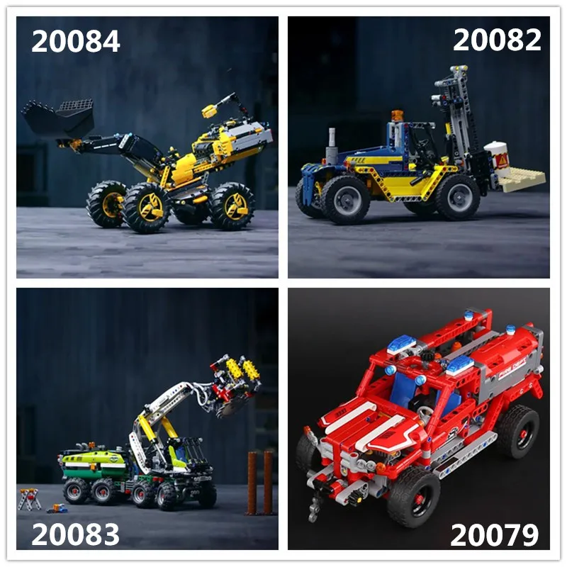 

LEPIN 20079 First Responder 20082 Forklift Truck 20083 Forest Harvester 20084 Volvo Concept Wheel Loader ZEUX Building Block