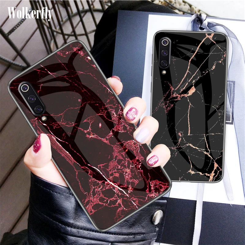 Tempered Glass Case For Xiaomi Mi 9 SE Mi 8 Lite A1 A2 Max 3 Mix 3 6X Cover On Redmi Note 7 5 6 Pro 4X 6A 5 Plus S2 Marble Cover