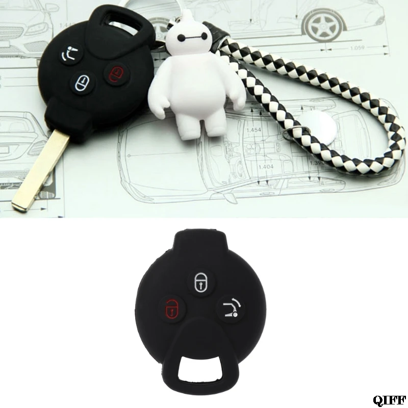

Silicone 3 Buttons Remote Key Fob Case Cover For Mercedes Benz Smart Fortwo City May06