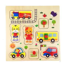 Q маленький деревянный игрушечный Тигр сцепления пластины панели ранее детство обучающий Детский мультфильм головоломка RB64