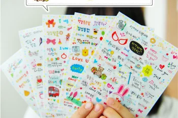 

10 sheets /Lot DIY Cute Creative PVC Stickers for Diary Notebook Photo Album Kawaii Decoration Sticker Stationery