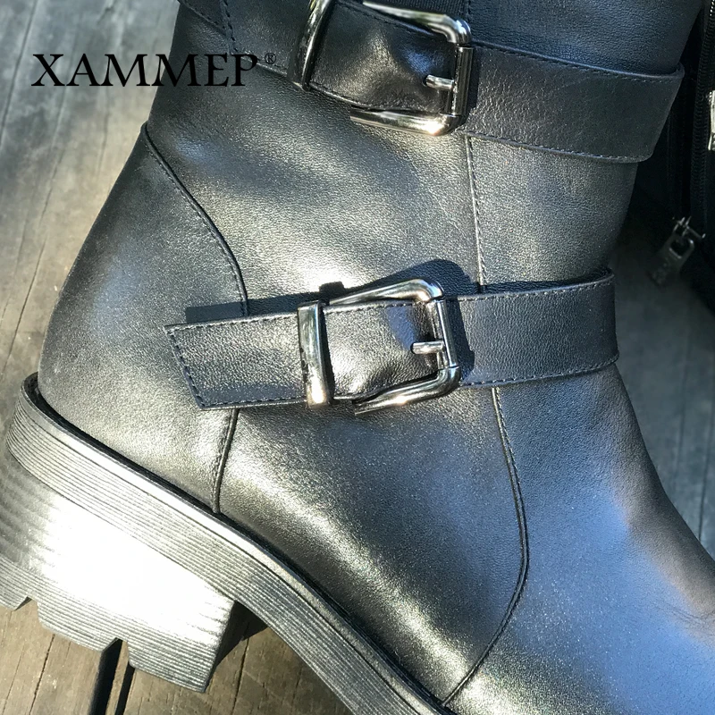 Женские зимние ботинки Xammep из натуральной кожи сапоги шерсти на платформе до