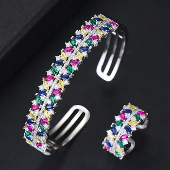 

GODKI Luxury Trendy Saudi Arabia Bangle Ring Jewelry Set For Women Wedding Cubic Zircon Crystal CZ aretes de mujer modernos 2019