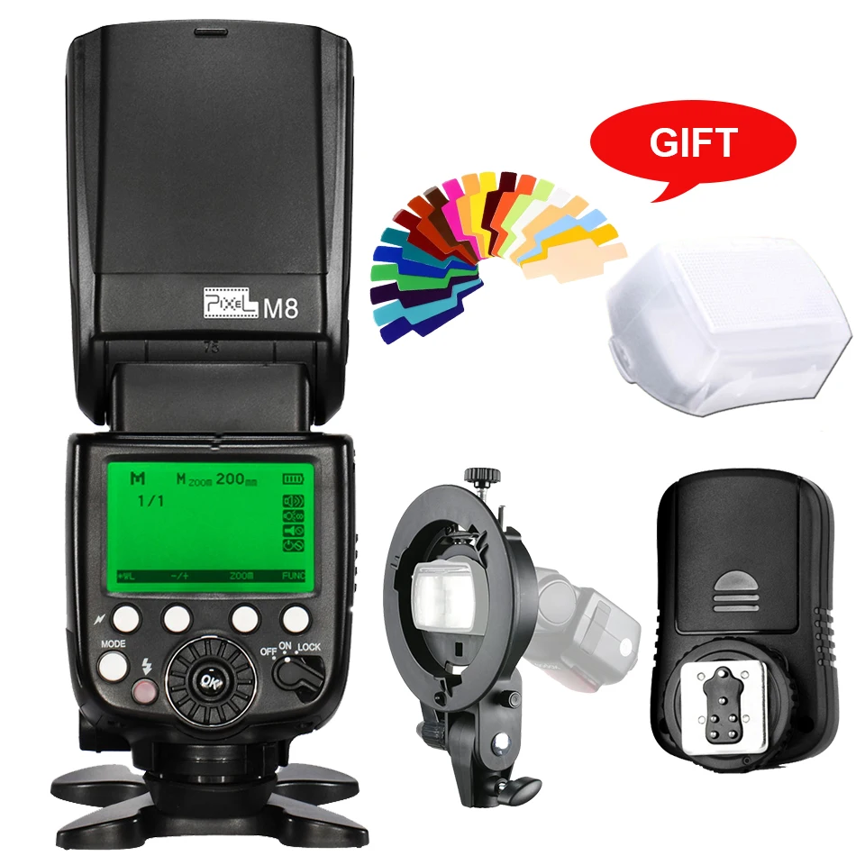 

M8 Built-in 2.4G Wireless Camera Flash Speedlite +TF-361 Transmitter + Bowens S-Type Bracket for Canon 5D2 5D3 70D 7D 1100D 650D