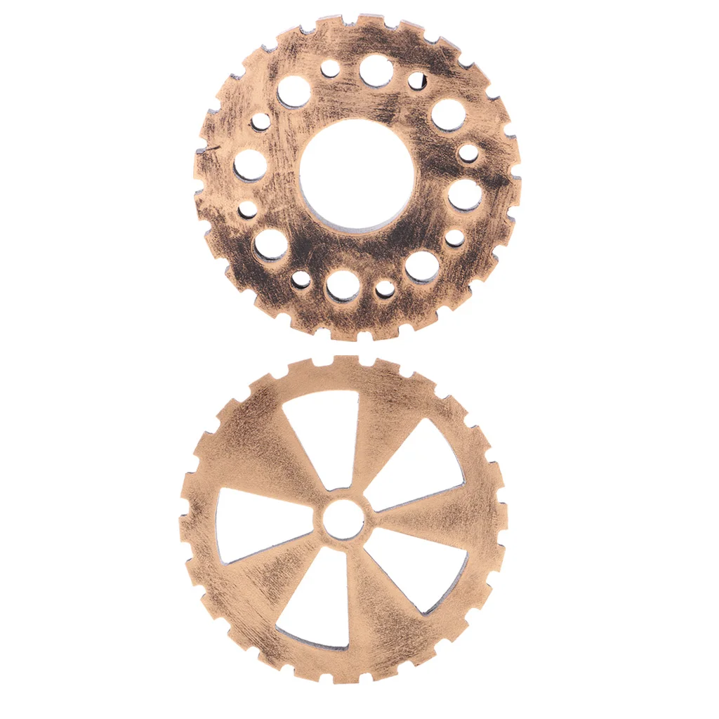 2Pcs Creative Art Crafts Retro Industrial Antique Gear Wooden Wall Door Sculpture