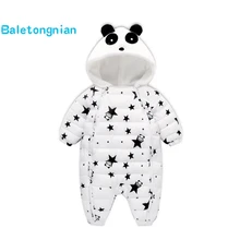 Теплые зимние детские комбинезоны с пандой; комбинезон для новорожденных девочек и мальчиков; зимний комбинезон на утином пуху; детская зимняя одежда