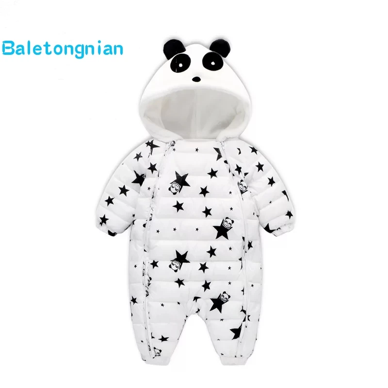 Online Cálido invierno Panda monos enteritos para bebé mono recién nacido niña niño pato abajo traje de nieve niños infantil ropa de nieve