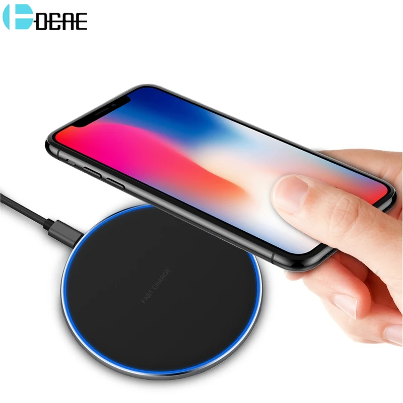 

DCAE Qi Wireless Charger Pad For iPhone 8 Plus X Samsung S9 S8 Note 8 Fast Charging Mobile Phone Desktop Wireless Charging Stand