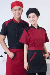 Новый летний шеф повар форма с короткими рукавами двубортный повар ресторана униформа Рабочая одежда отель Кук одежда Lxx13