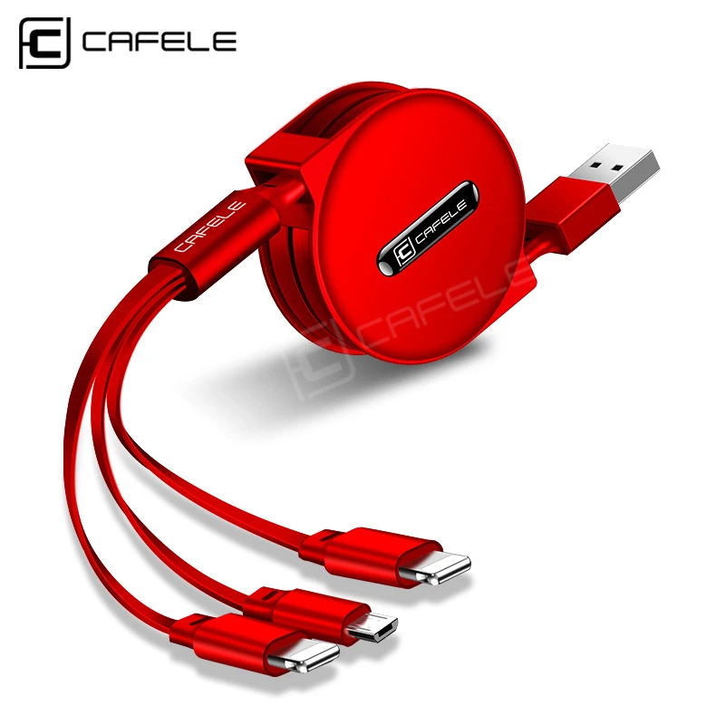 

Cafele USB Micro Cable 3 in 1 Retractable USB Cable for iPhone X Xs Max huawei xiaomi samsung 120cm 3 in 1 Data Sync USB Cable