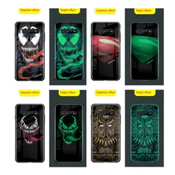 Чехол Venom Superman со светящимся стеклом для Samsung Galaxy S8 S9 S10 PLUS задняя крышка для Galaxy j2 j5 j7 Pro j4 2018 j6 Plus Note 9 8