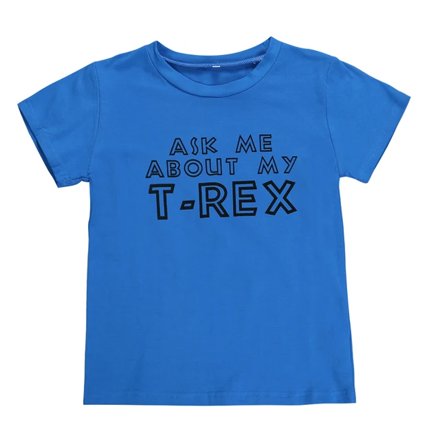 Boys T Shirt Summer 2019 T-shirt Animal Print Kids Tshirt Kid Clothes Masked Dinosaur Ask Me About My T-Rex Fortnight Fornite 2