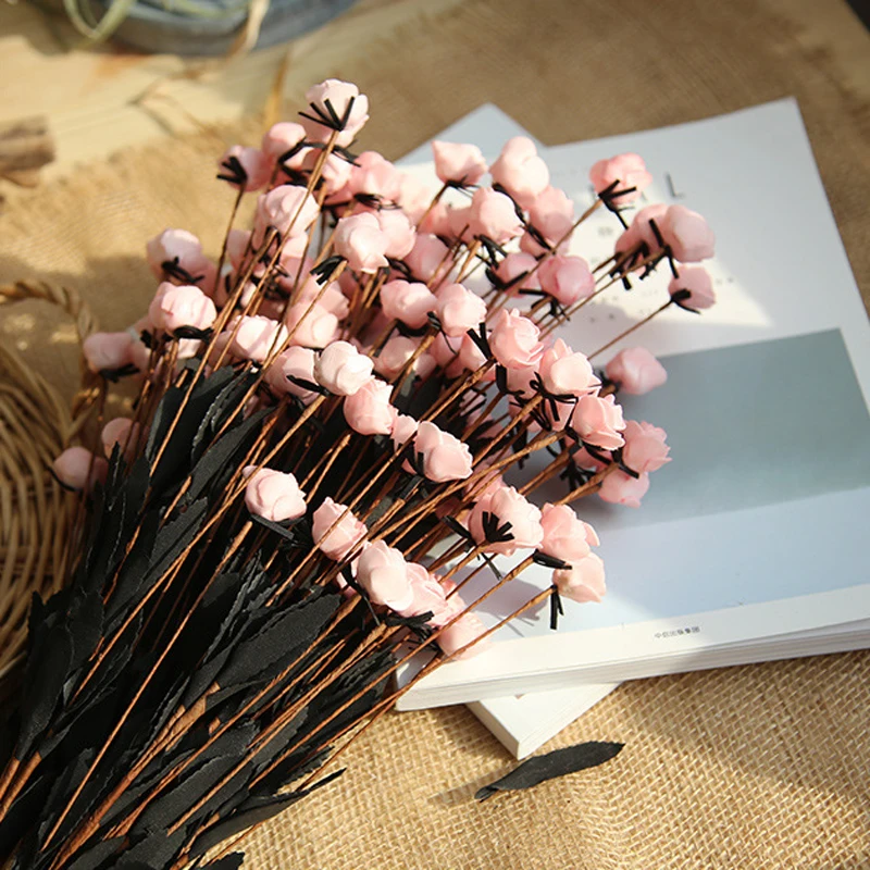 15 Heads Artificial Rose PE Flowers for Xmas New Year Home Wedding Party Birthday Decoration 50cm Fake Plants for Table Decor