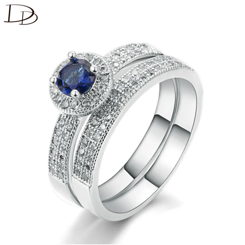 DODO, роскошное модное обручальное кольцо Bague Bijoux с 2 круглыми кольцами, AAA циркония, ювелирное изделие для женщин, серебряный цвет и белая медь, Kpop DD007 - Цвет основного камня: MSR007